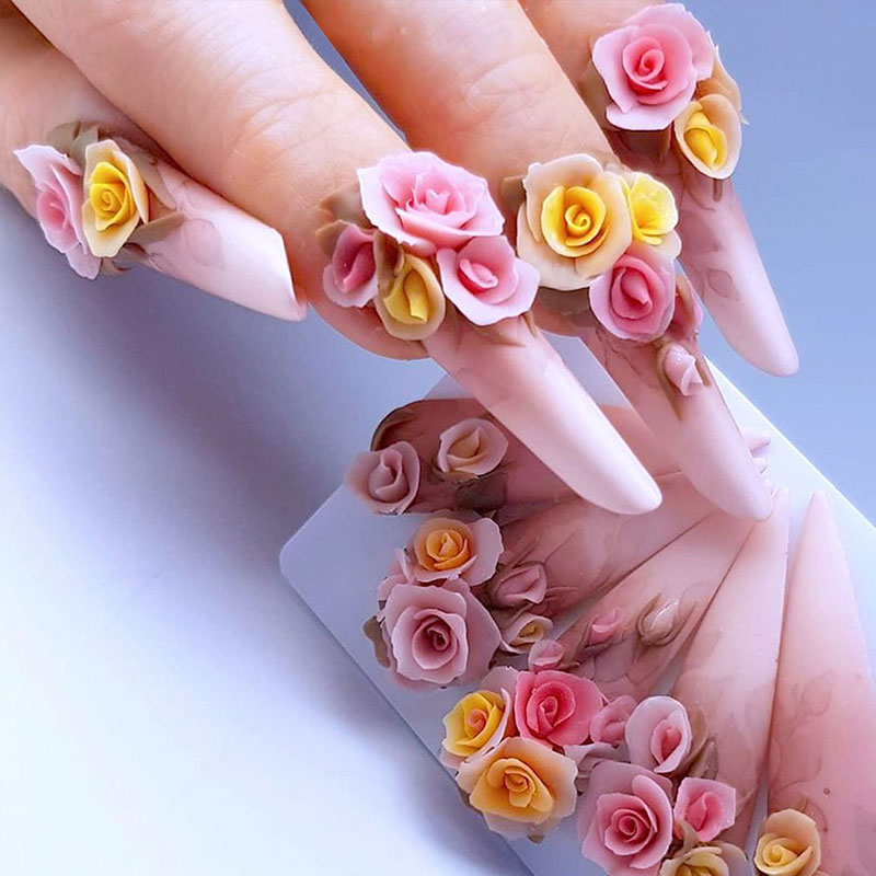 Nail art mat.  Flower nails, Nail art designs, Nail art