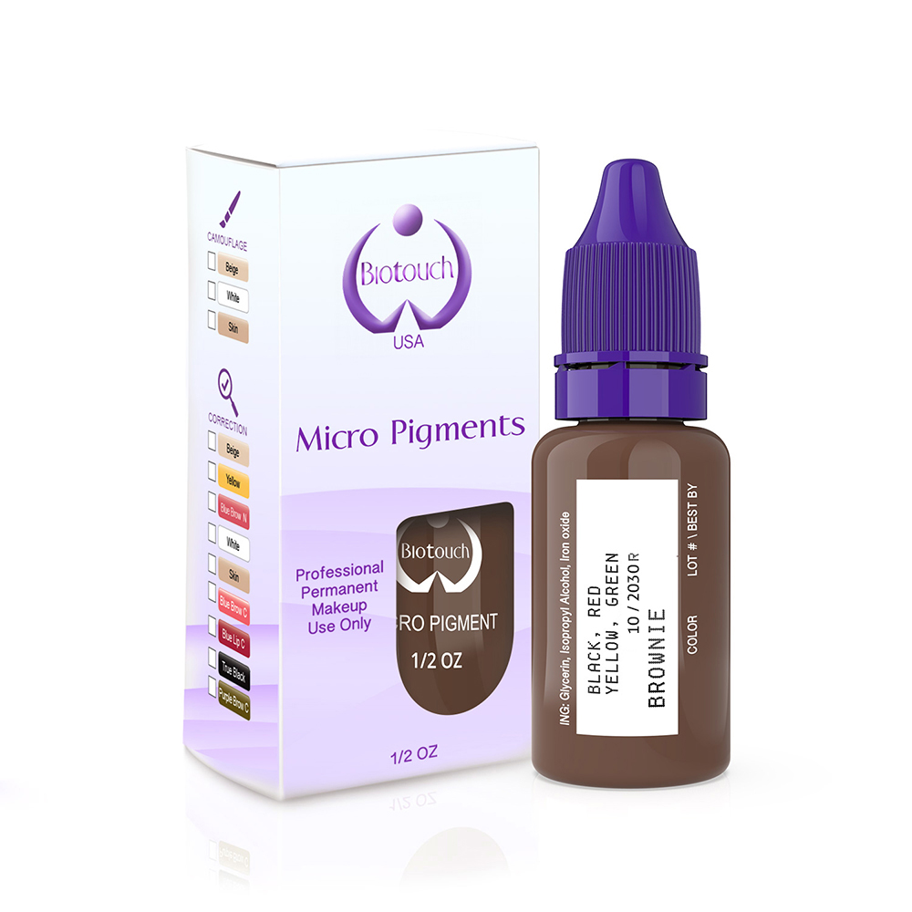 Biotouch Microblading Pigment Brownie 1/2 Oz Semi-Permanent Eyebrow Eye Line Hair Stroke Color MBBN