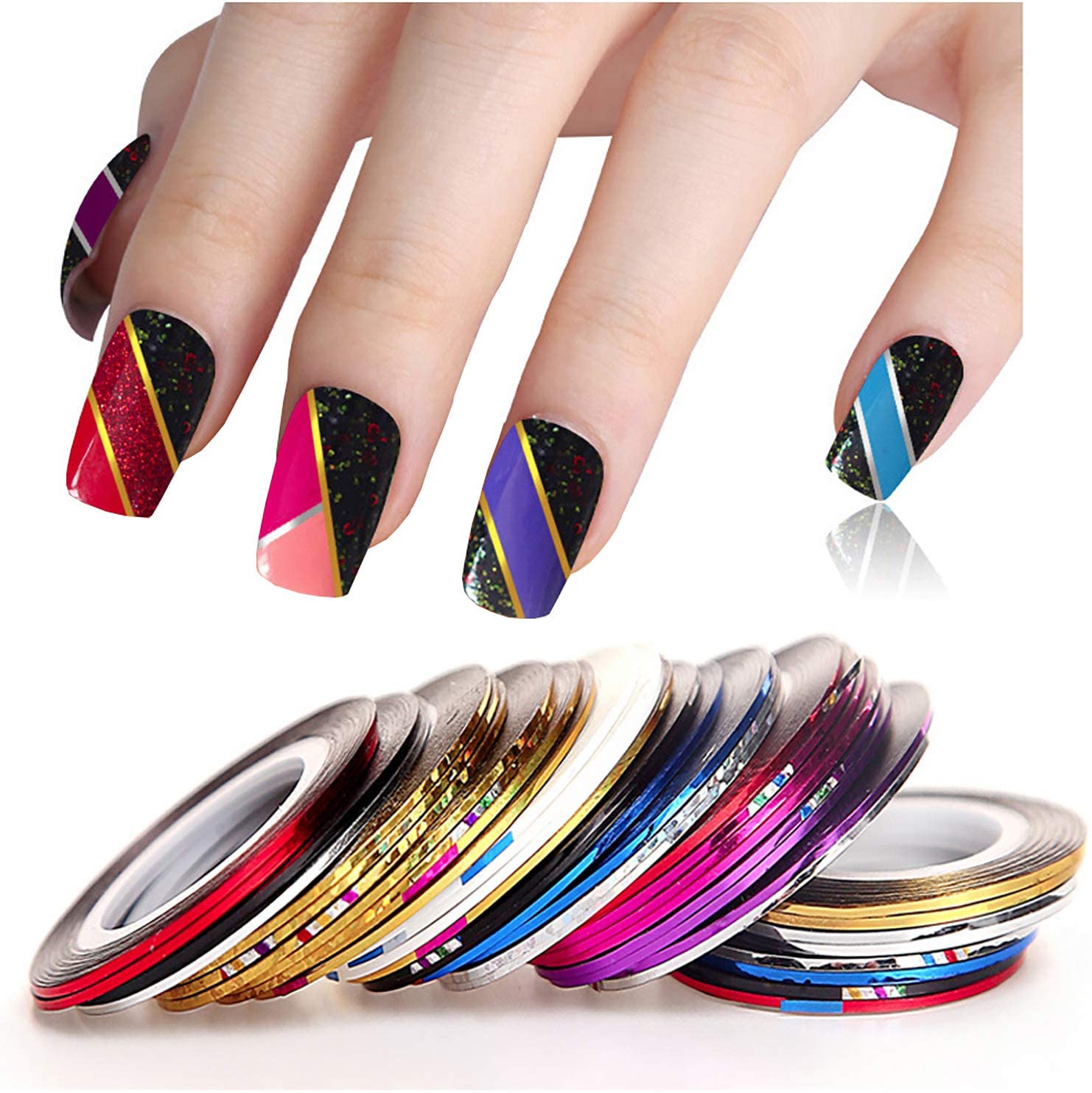 Nail Striping Tape Line Multicolor Mixed Rolls Striping Tape Line DIY Nail  Tip Nail Art Decals Decoration Sticker per pc nailartsticker2 | Nail  Technician courses - Stayve BB Glow - Eyelash Extension -