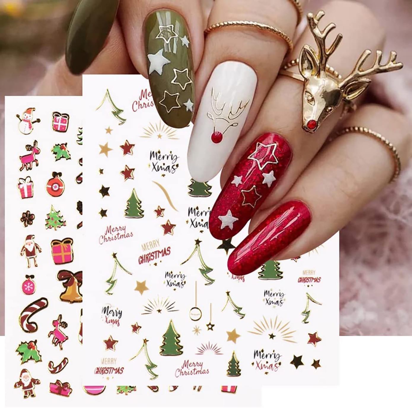 Cute & Adorable Nail Art 3D Stickers ? With Rhinestones Hearts / Flowers  Collection of 10 Decals /EEX-I/ : Amazon.in: Beauty