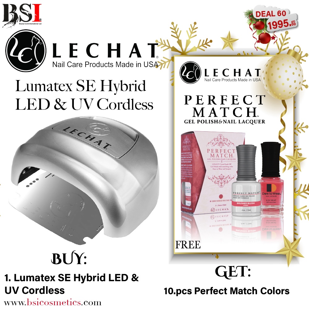 Deal 60: Buy Lechat Cordless Lumatex SE Hybrid LED/UV Lamp & Get 10 Free Gel Polishes & Nail Lacquer Set