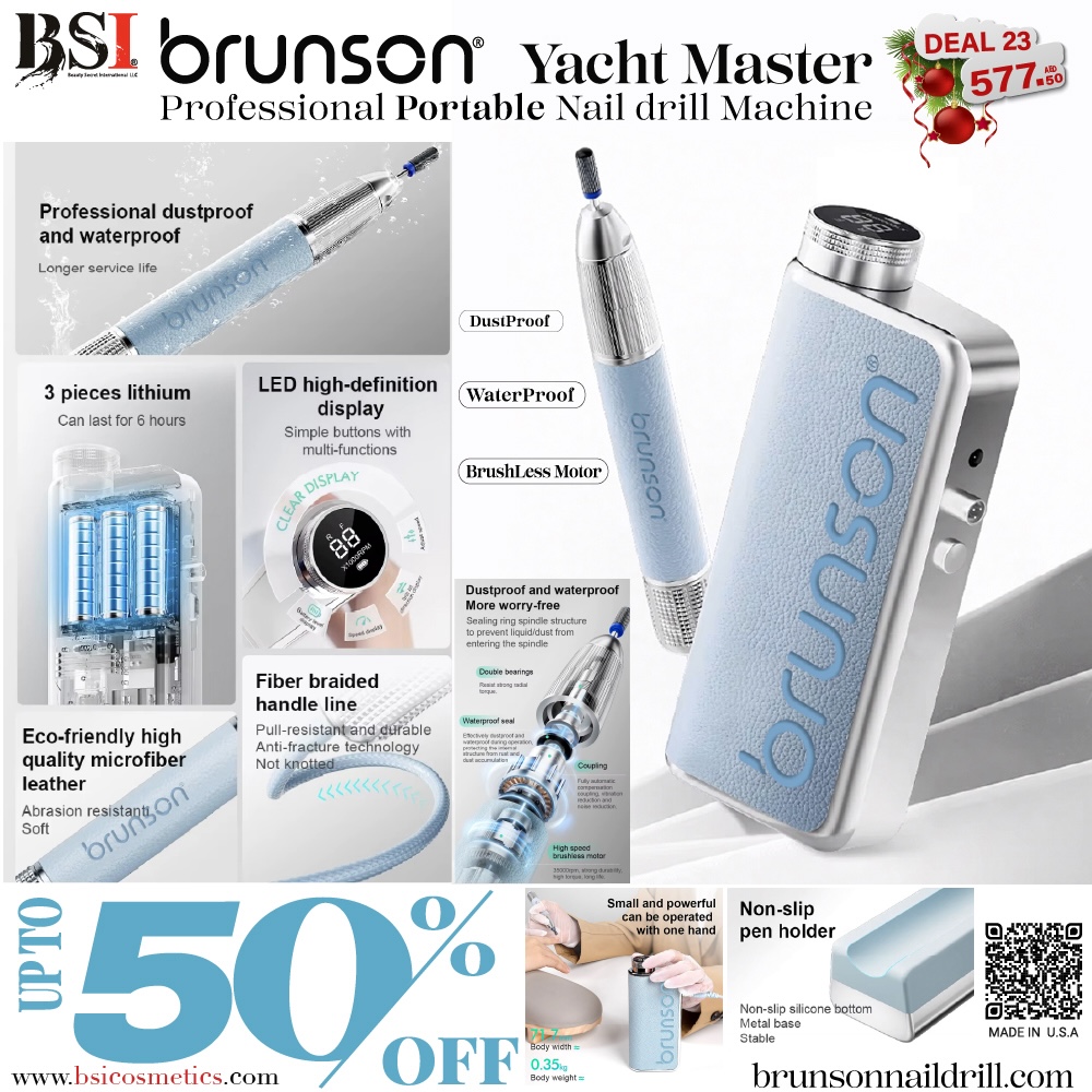 Deal 23: 50% OFF Brunson Portable Nail Drill Machine Yacht – 1-Year Warranty Included