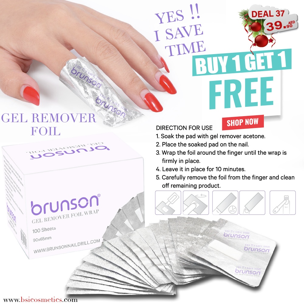 Deal 37: Buy 1 Get 1 Free – Brunson Gel Remover Foil Wrap, 100 Sheets (90x65cm)