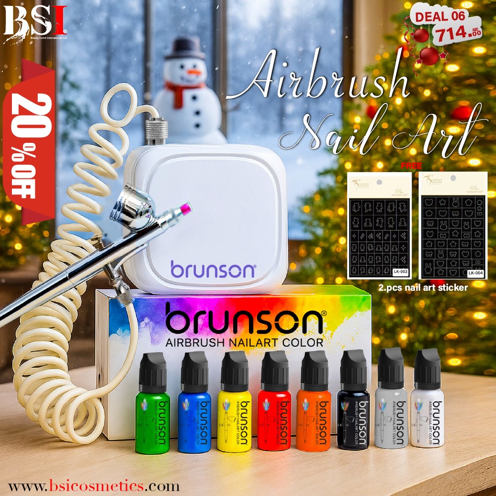 Deal 06: 20% OFF Brunson Airbrush Kit with Machine & Colors – Nail Art Professional