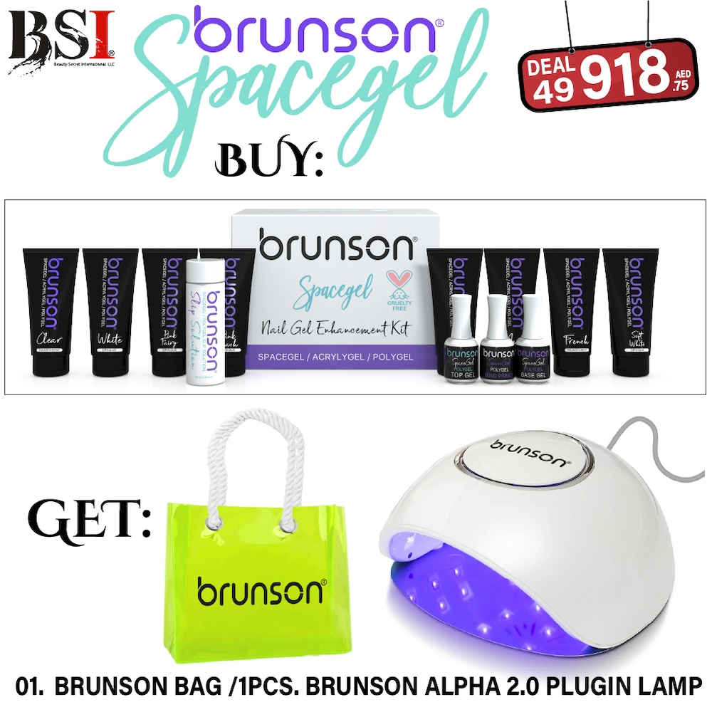 Deal 49: Buy Brunson Polygel Nail Kit & Get FREE Beach Bag + UV/LED Alpha Lamp + 2pcs Christmas Nail Art Stickers