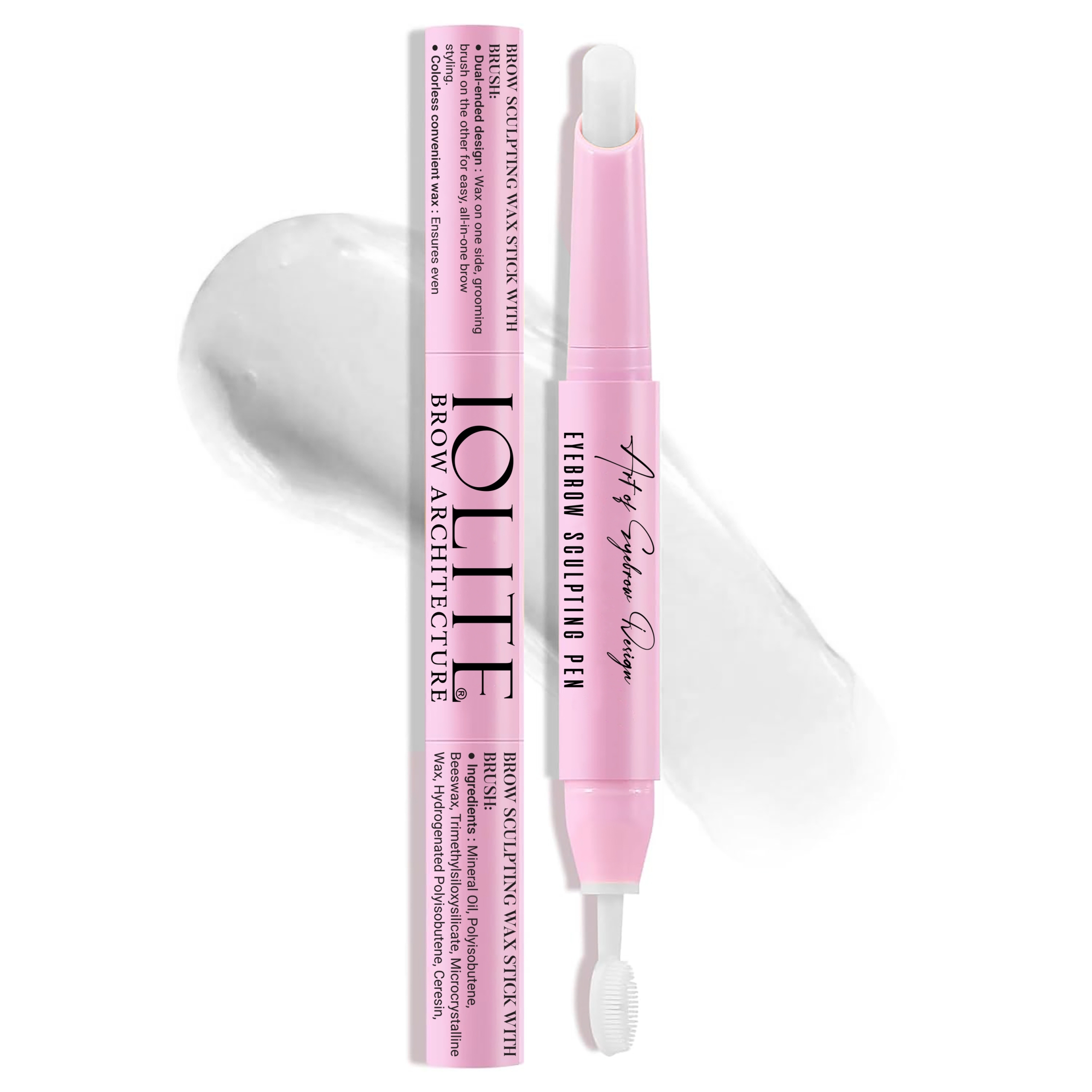 Iolite 2-in-1 Brow Pen – Dual-Ended Brow Wax & Brush, Brow Lamination Tool for Fluffy, Sculpted, Long-Lasting Brows at Home & Salon IBSWP