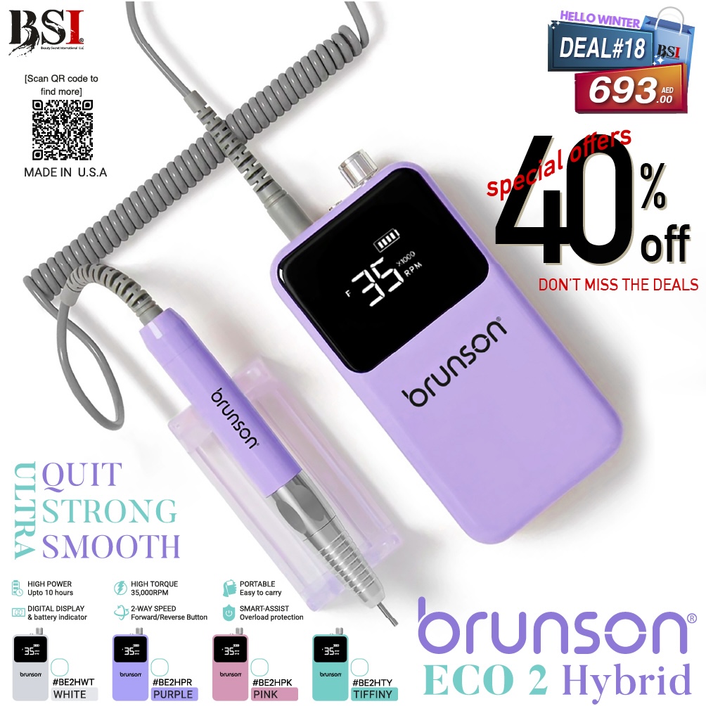 Deal 18: 40% OFF Brunson Hybrid Eco 2 Nail Drill Machine – Powerful & Portable