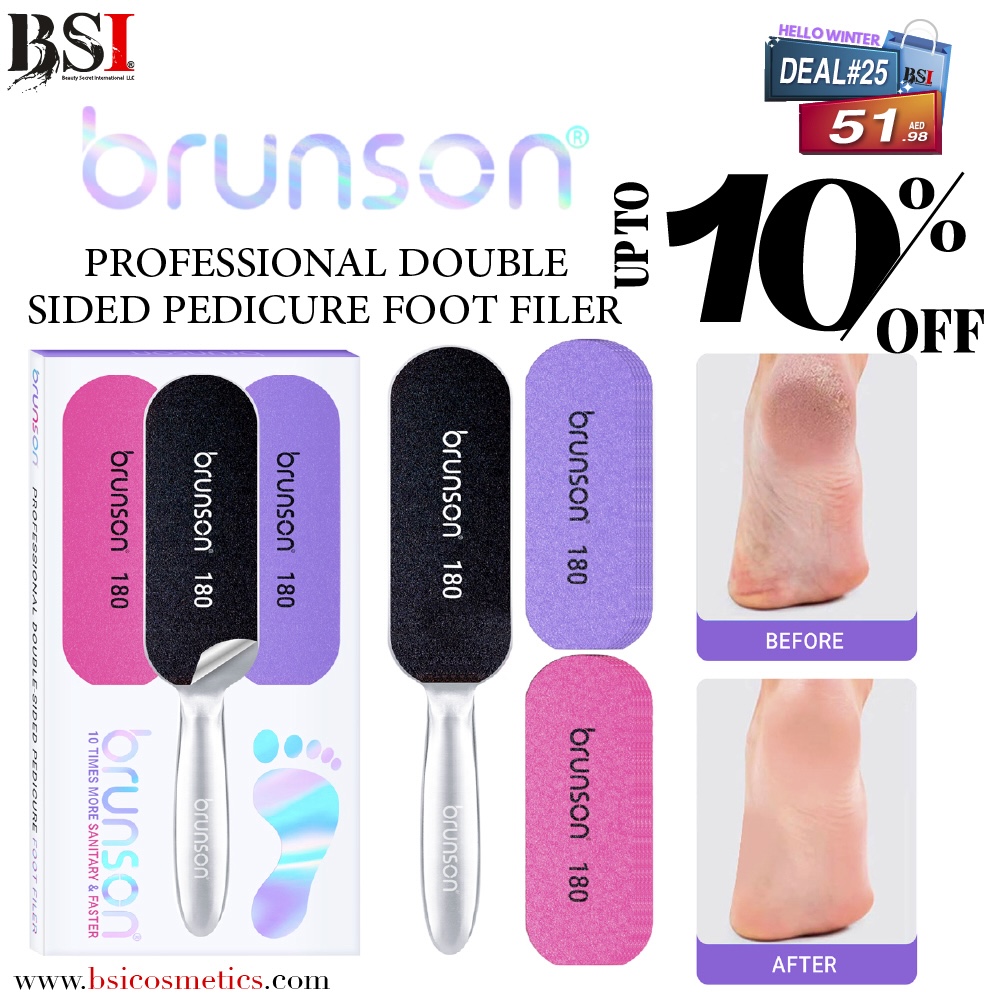 Deal 25: 10% OFF Brunson Pedicure Filer Set – Double-Sided Foot Filers + Pedicure Pads