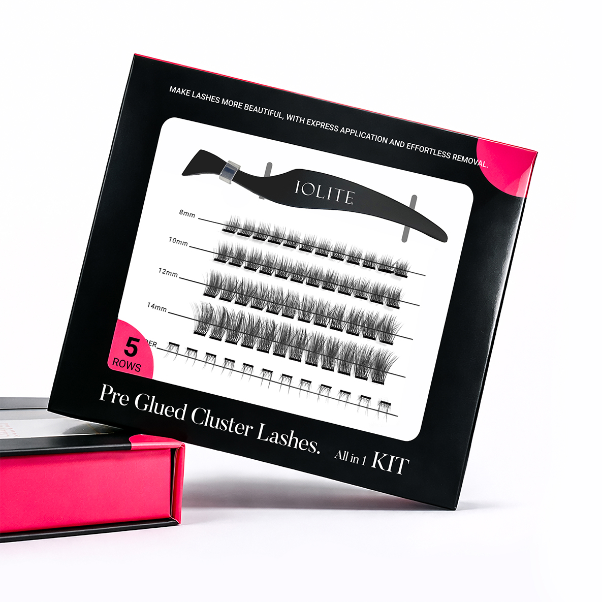 Iolite Express Lash Clusters – Natural Mink Eyelash Extensions | DIY Pre-Glued Russian Volume Lash Extension Kit - Black Glue | Self-Adhesive Cluster Lashes | Easy to Apply with Tweezers | Reusable | Perfect for Muslim Women BPDD02