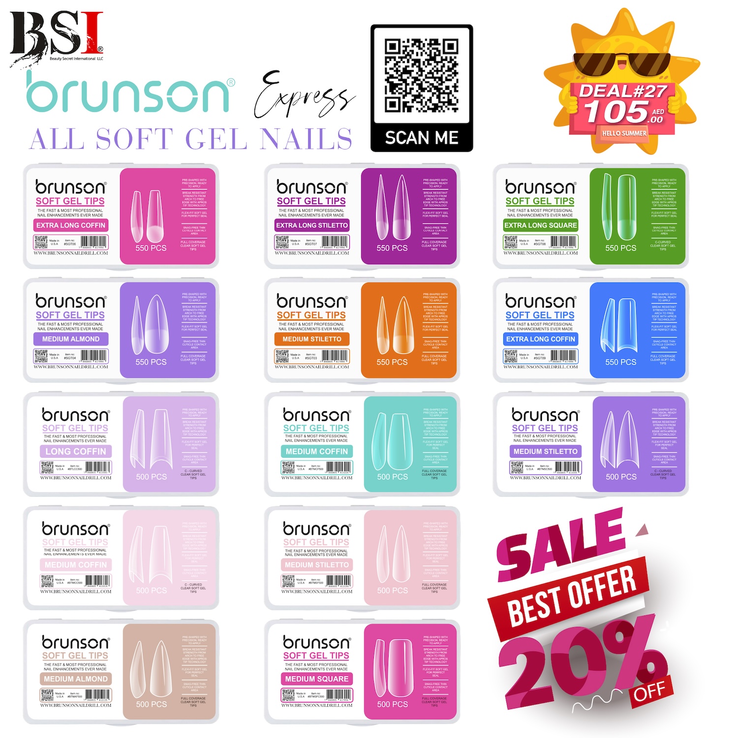 Deal 27: 20% OFF Brunson Soft Gel Nail Tips – Durable, Flexible & Easy to Apply