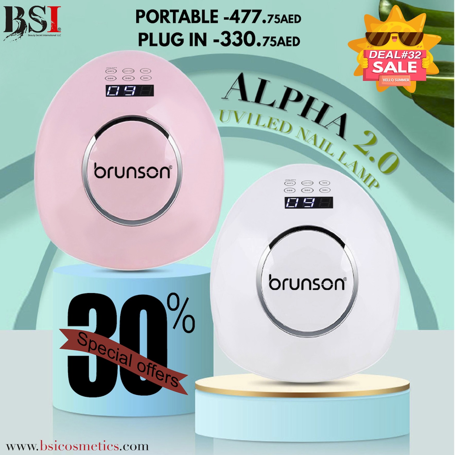 Deal 32: 30% OFF Brunson Alpha Nail Curing UV/LED Lamp – Portable & Plugin + 1-Year Warranty