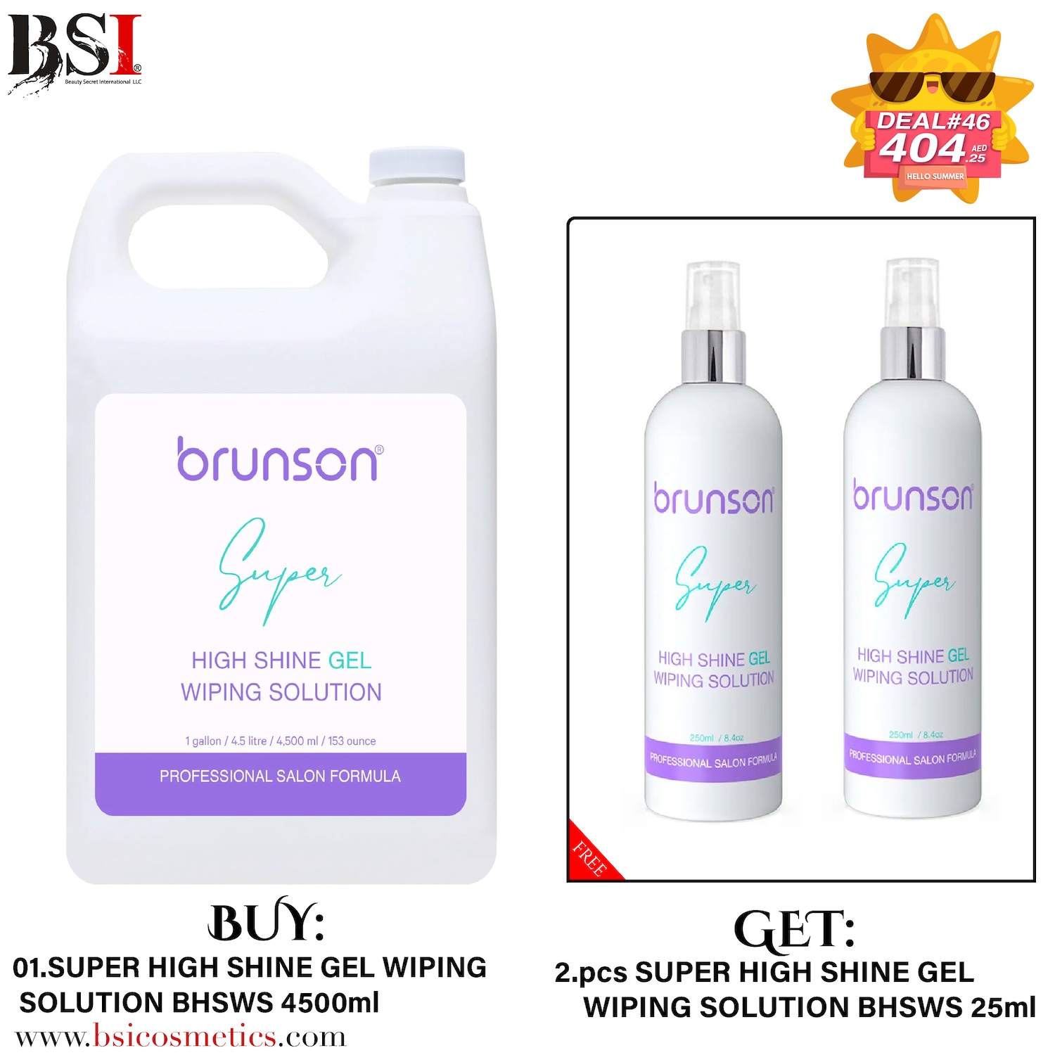 Deal 46: Buy Brunson Super Shine High Wiping Solution 4500ml & Get 2 Free 250ml Bottles