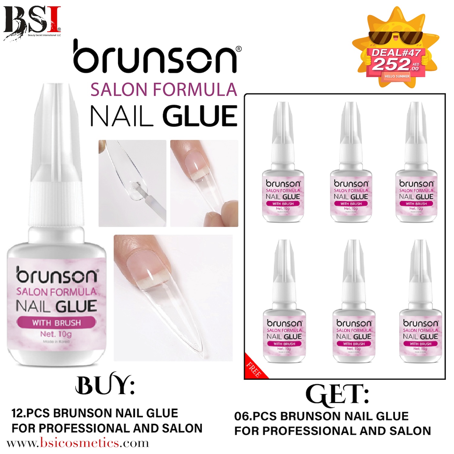 Deal 47: Buy 12pcs Brunson Nail Glue & Get 6pcs Free – Strong & Long-Lasting