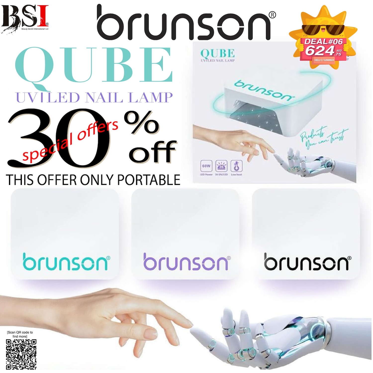 Deal 06: 30% OFF Brunson Portable UV/LED Nail Lamp (Qube) + 1-Year Warranty