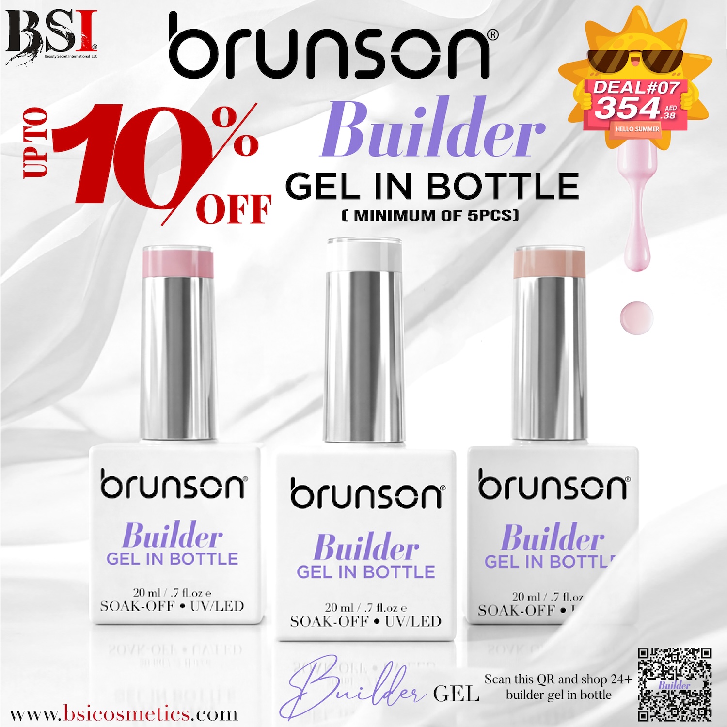 Deal 07: 10% OFF Brunson Builder Gel in a Bottle – Min 5 Pcs