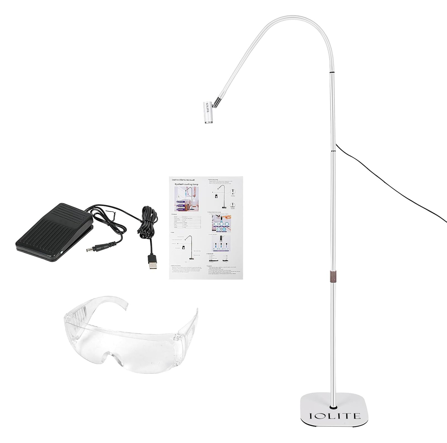 Iolite UV Lash Lamp (White)- Professional UV/LED Lash Curing Lamp – Cordless, Rechargeable UV Light for Eyelash Extensions – Fast Glue Drying & Safe Application for Lash Artists & Salons IUVLL-W
