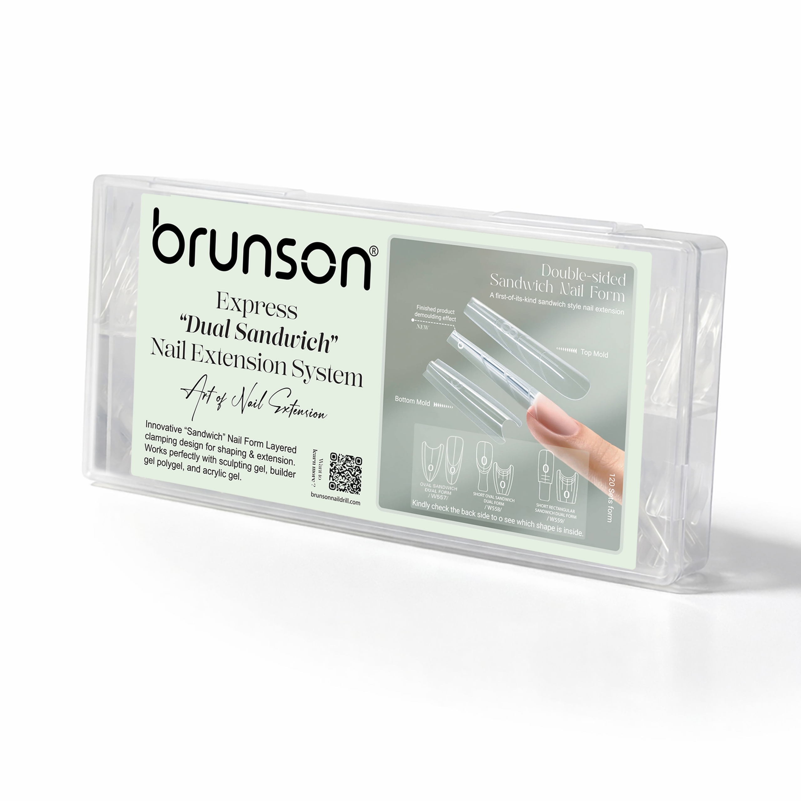 Brunson Express Dual Sandwich Nail Extension System – Oval Shape Professional Fast Nail Builder Kit for Salon Use W557