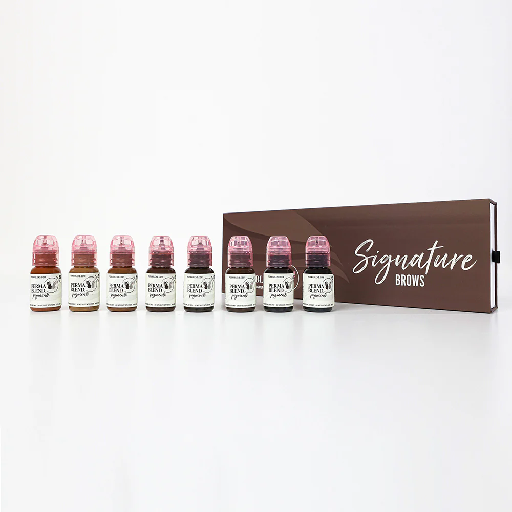 Eyebrow Pigment Set – Perma Blend Signature Brow Set 8x15ml | Professional PMU Brow Ink Collection for Permanent Makeup & Brow Tattooing