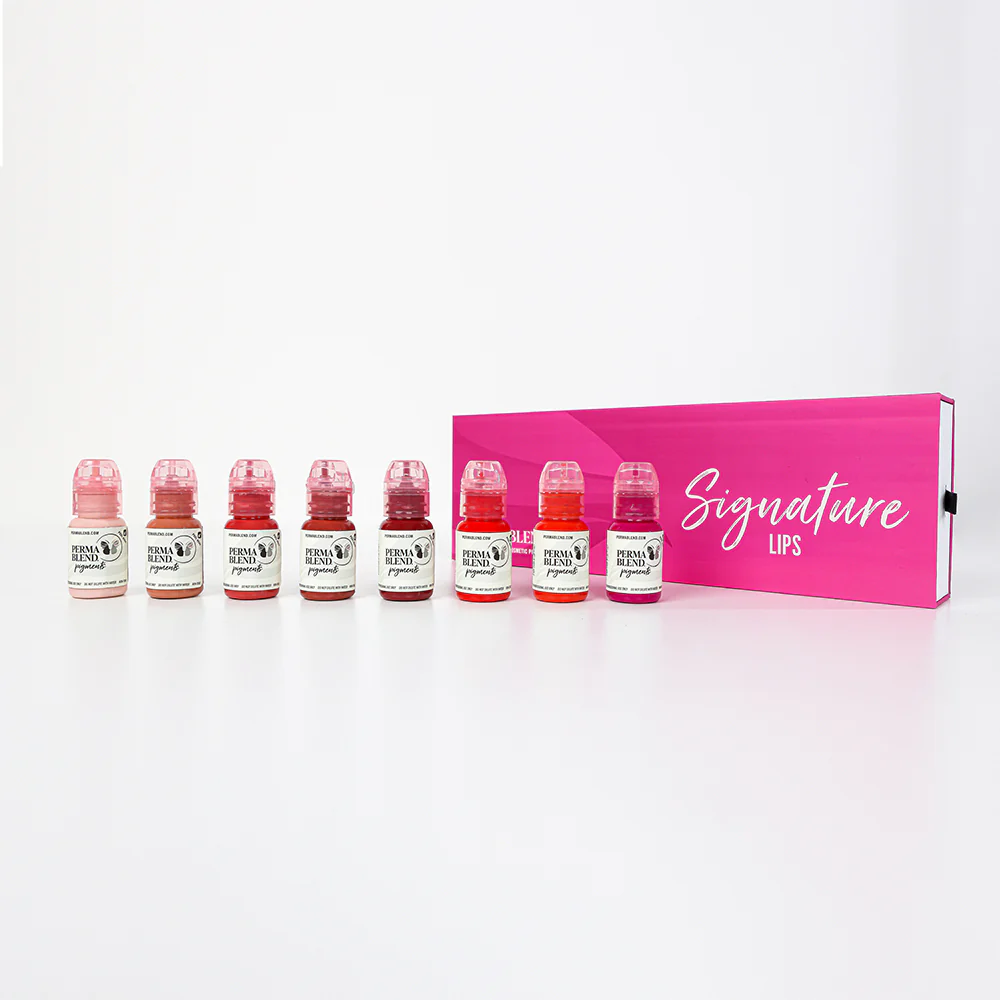 Lip Pigment Set – Perma Blend Signature Lip Set 8x15ml | Professional PMU Lip Tattoo Pigment Collection for Lip Blush & Permanent Makeup
